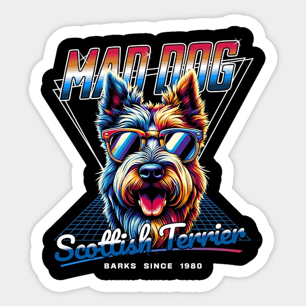 Mad Dog Scottish Terrier Sticker by Miami Neon Designs